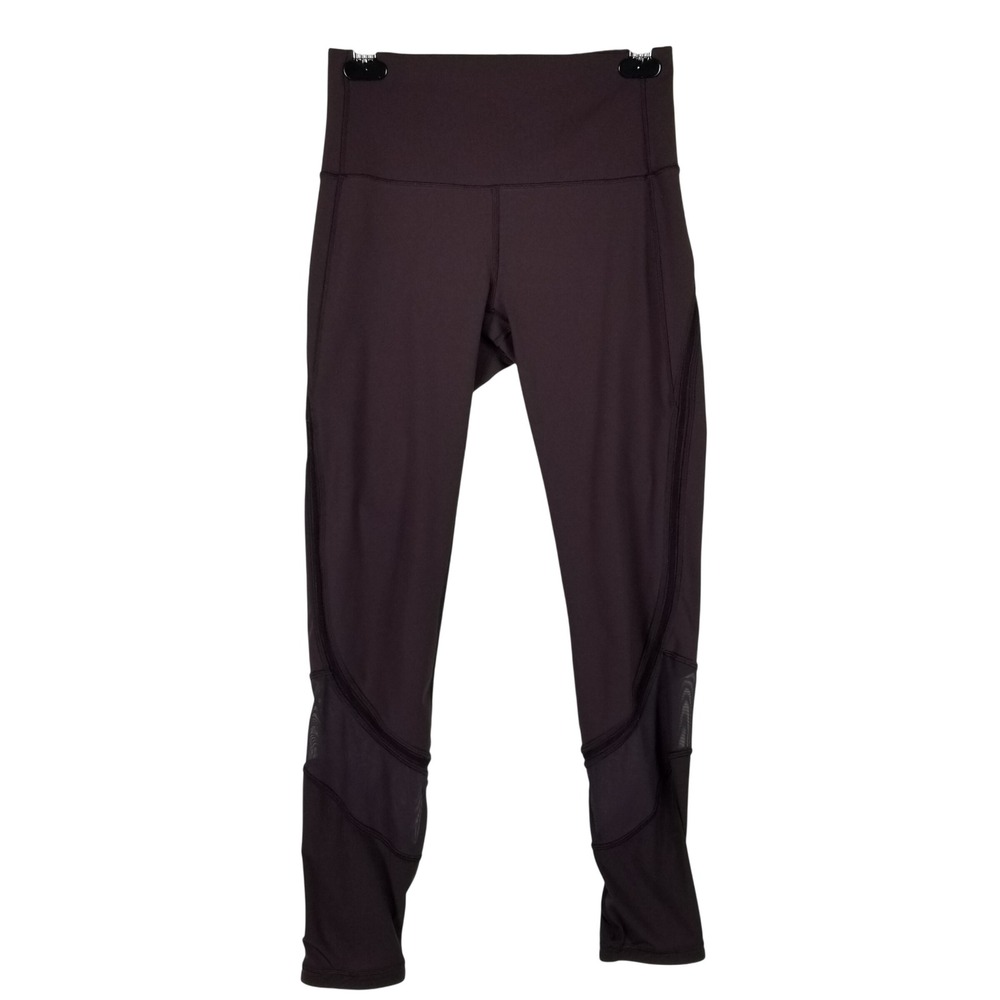 Lululemon Train Times 7/8 Pant Womens 4 Burgundy Mesh High Rise Leggings